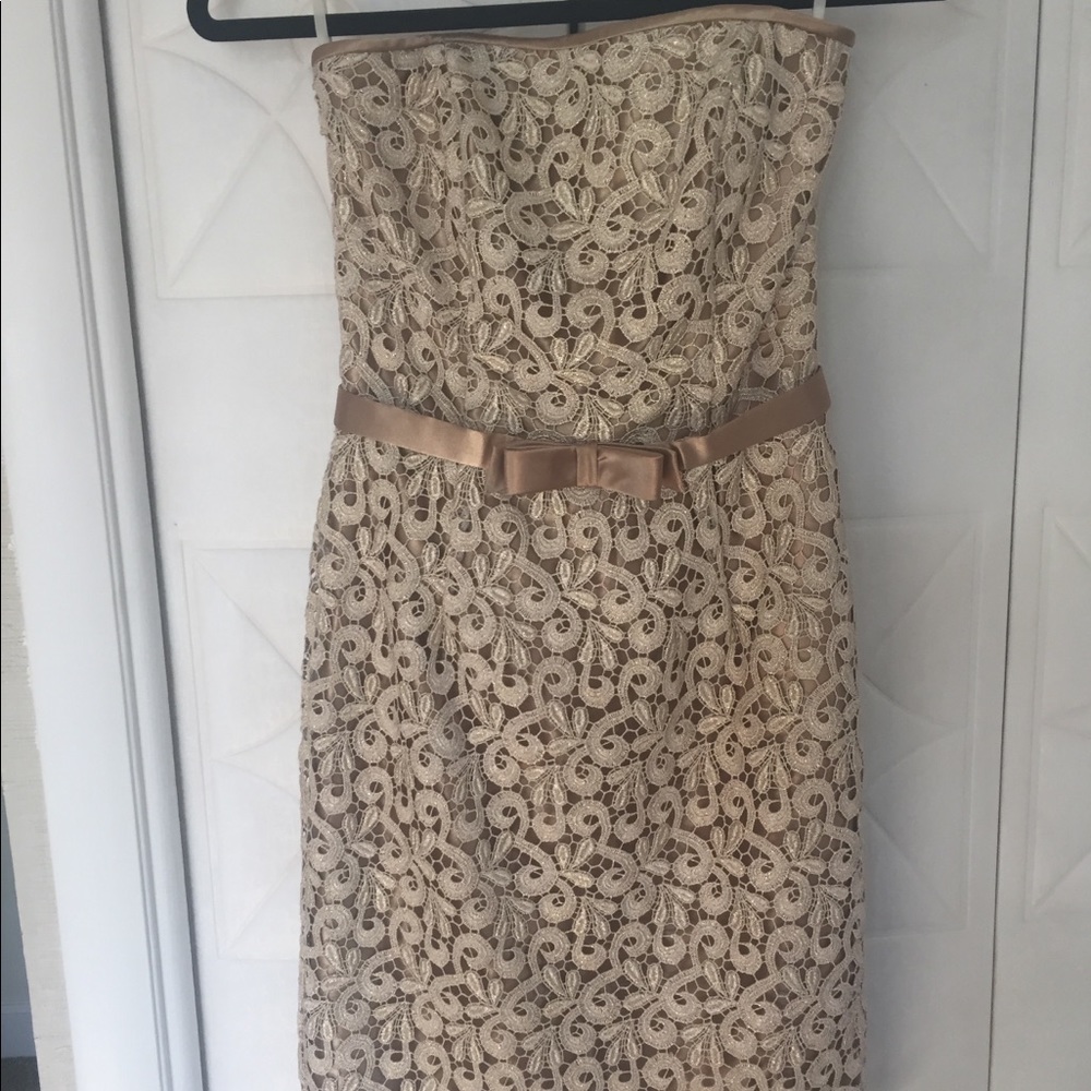 Jessica McLinktok Gold Lace Cocktail
